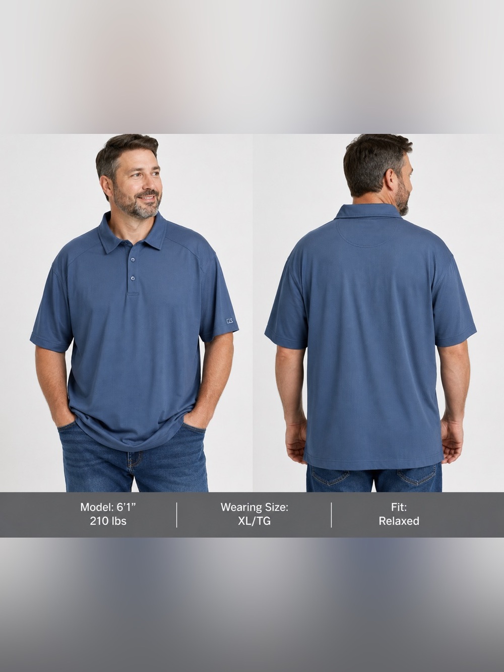 Cutter & Buck CB DryTec Men’s XL Blue Performance Polo Shirt Moisture Wicking